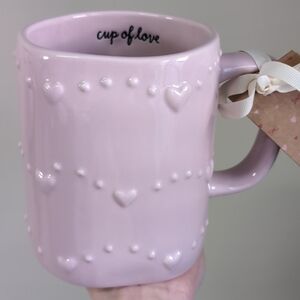 Rae Dunn CUP OF LOVE Embossed Heart Mug 💕 (Blush Lavender Color)